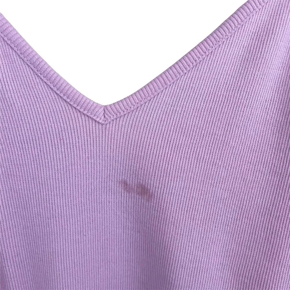 bp Nordstrom lavender pink bouquet v-neck ribbed thong tank top bodysuit medium - Picture 9 of 12